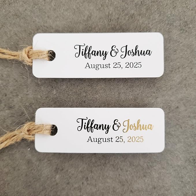 100 pcs Custom Wedding Favor Gift Tags, Extra Small Personalized Thank You Tags for Weddings, Birthdays, Bridal Shower, Baby Shower, Party Decorations