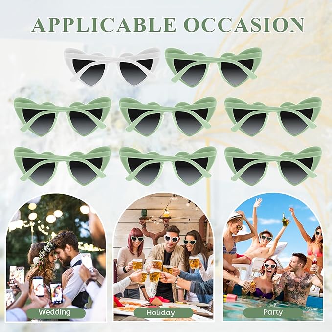 4/6/8/10/12 Pack Bachelorette Sunglasses Heart Sunglasses Vintage Heart Shaped Glasses for Women Bridal Party Wedding