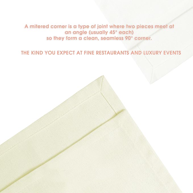 Cloth Dinner Napkins Ivory Set of 12 (18"X18") 100% Cotton Absorbent Durable Washable Reusable Ideal for Farmhouse Party Thanksgiving Fall Christmas Everyday Use Table Napkins