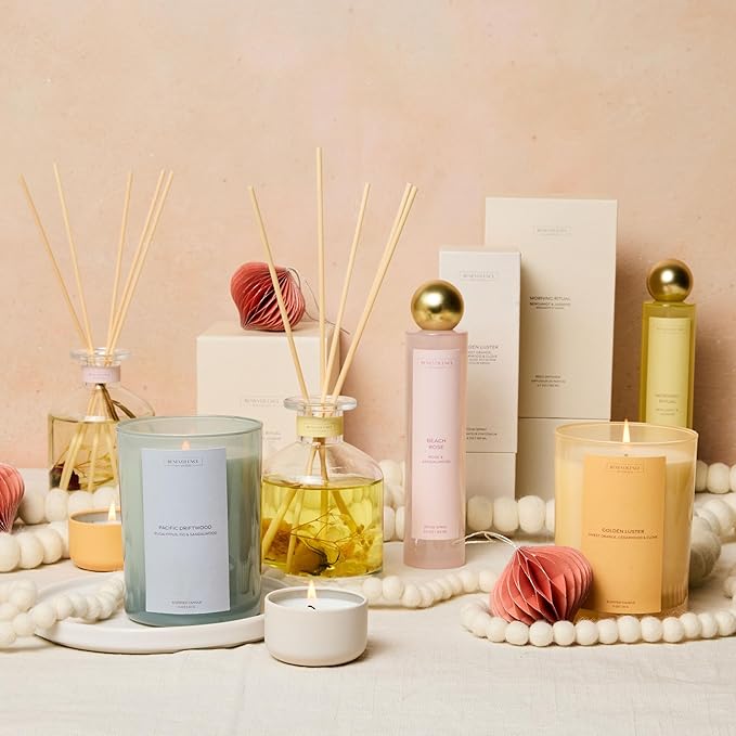 Bergamot & Jasmine Scented Candle | 11oz, 60 Hour Burn | Natural Soy Wax, Cotton Wick | Holiday Candles | Christmas Scented Candles for Home | Benevolence LA Sun-Kissed Collection - Morning Ritual