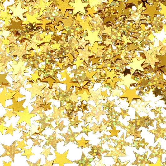Hestya 60g Star Confetti Glitter Table Confetti Metallic Foil Stars for Christmas Party Wedding Festival Decorations(Glitter Gold Set,10mm and 6mm)