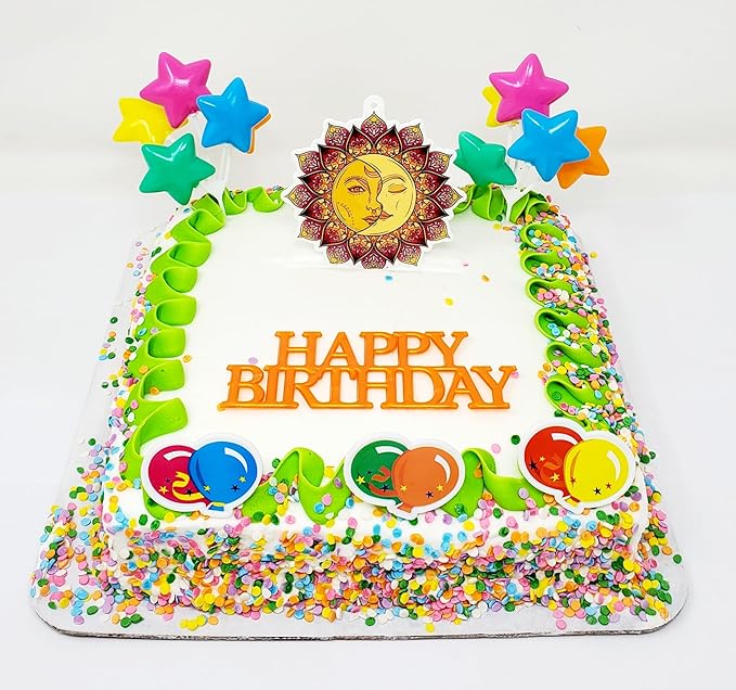 Mandala Sun & Moon Themed Birthday Cake Topper Set