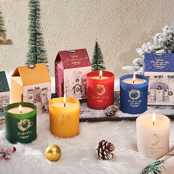 M&SENSE Christmas Holiday Candle - Christmas Hearth Scent, 8.1oz Soy Wax, Ideal Winter Home Decor Gift for Women and Men