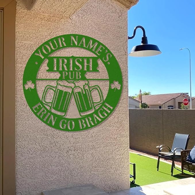 Rustic Irish Bar Metal Sign - Custom Pub Wall Art with LED Lights, Personalized Tavern Decor for Home Bar, Man Cave, St. Patrick’s Day Decorations & Gifts for Dad, Beer Lovers