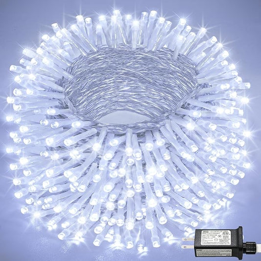 Christmas Lights Indoor, 132FT 400 LED Outdoor String Lights with 8 Modes Waterproof, Plug in Fairy Twinkle Lights Clear Wire for Home Wedding Patio House Garden Decorations