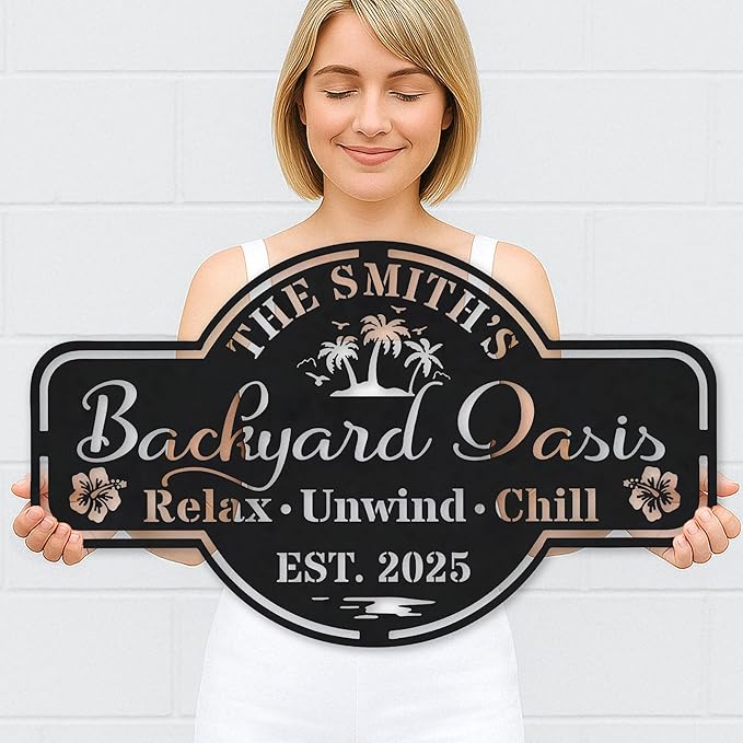 Custom BBQ Grill Name Sign – Outdoor Barbecue Metal Wall Art, Backyard Bar Plaque, Man Cave Patio Decor, Personalized Gift for Dad, Papa, Grandpa, Housewarming Decoration, Father's Day Gift