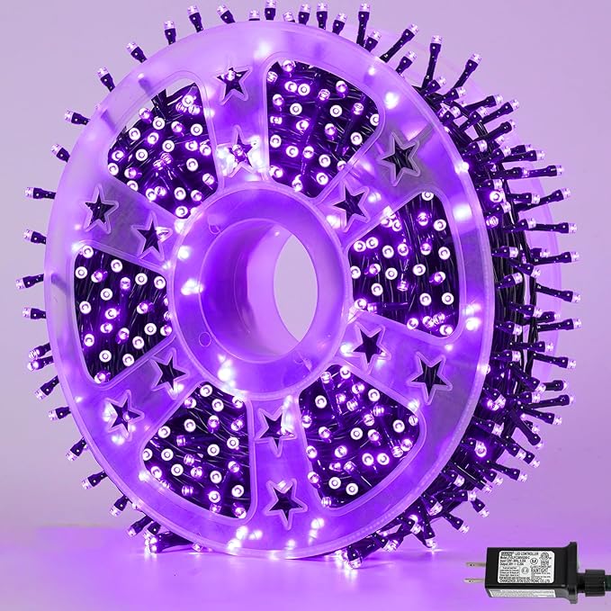 YEGUO 165ft 500 LED Christmas Lights Outdoor Waterproof, Purple String Lights Plug in, Twinkle Christmas Tree Lights Indoor with Timer Memory 8 Modes