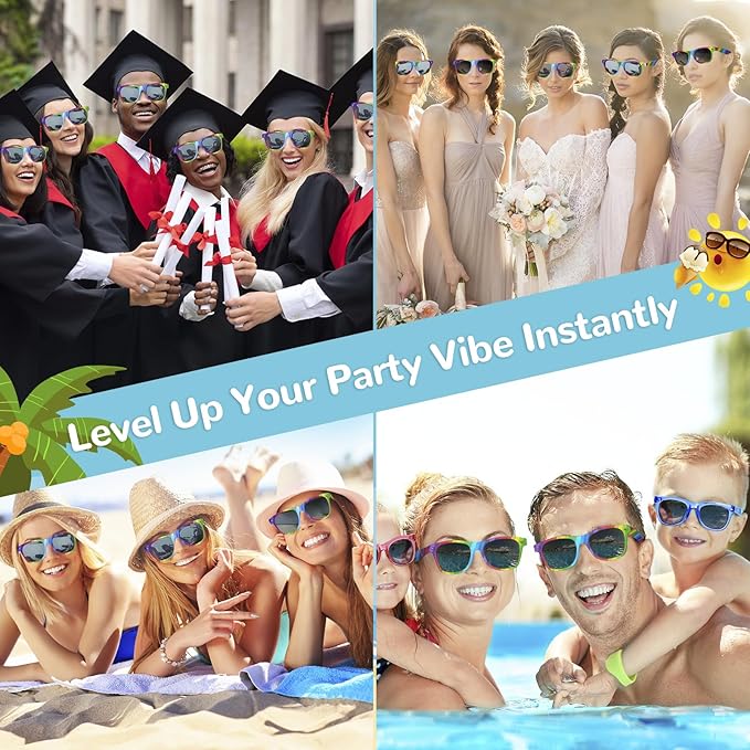 Black Sunglasses Party Favors - 12 Pack Sunglasses Bulk for Wedding Graduation Birthday Pool Beach Party Supplies