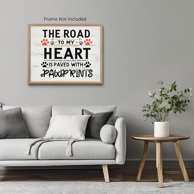 Posterizer 1 pcs - Dog, Cat or Pet Lovers Pawprint Art - Art for Animal Lovers - Gift for Men Women Teens - Gift for Couples boyfriend girlfriend Husband Wife - Home Decor - 16x20 unframed wall art