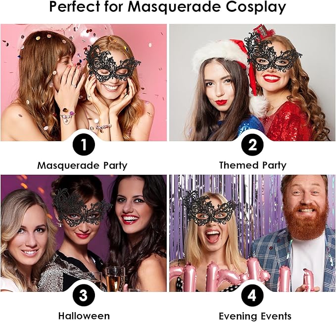 Exlinonline Lace Masquerade Mask Elastic,Fit for Adult,Soft Gentle Material,Specially For Costume,Thememed Party