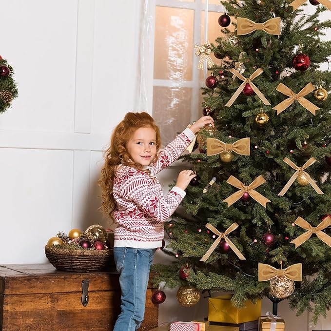 Yilloog 3/8'' 1'' 2'' 90 Yards Christmas Velvet Ribbon Vintage Satin Fabric Velvet Ribbon Roll for Christmas Tree Ornaments Decoration Gift Wrapping Bow DIY Crafts (Khaki)