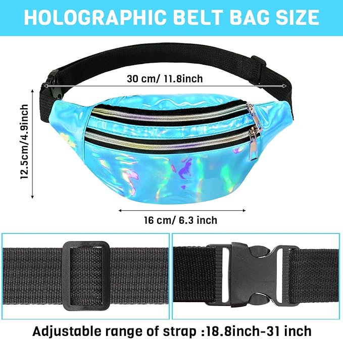 Handepo 19 Pcs 80s Costume Accessories Holographic Fanny Pack Leg Warmers Lace Headband Earrings Gloves Necklace Bracelet
