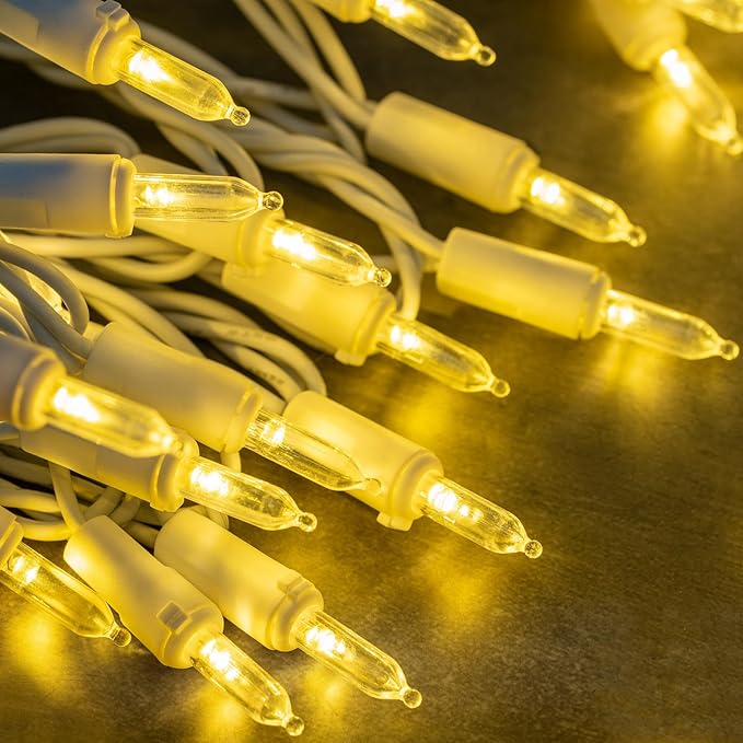 200 Warm White LED Christmas Lights with White Wire, Pack of 2 Sets 33 ft 100 Count UL Certified Commercial Grade String Light (Warm White)