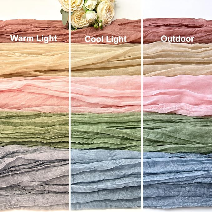 Booque Valley Dusty Green Cheesecloth Table Runner 10ft Super Soft Boho Wrinkled Gauze Sheer Cloth for Baby Shower Baptism Birthday Party Wedding Centerpiece Table Decoration, 35x120 Inch