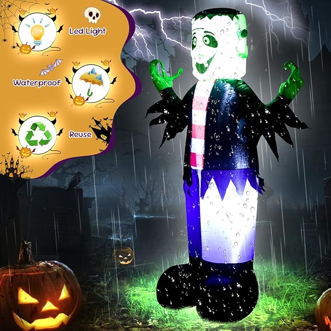 3.5FT Monster Halloween Inflatable Decorations Halloween Parties Holiday Decor Blow Up Decorations with LED Lights Indoor Outdoor Yard Graden Decor