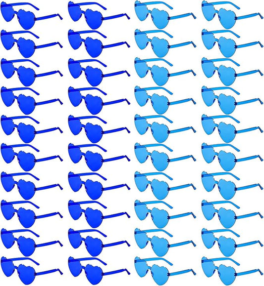 40 Pairs Heart Shaped Sunglasses Bulk, Colorful Rimless Fun Heart Sunglasses for Women Party Favors