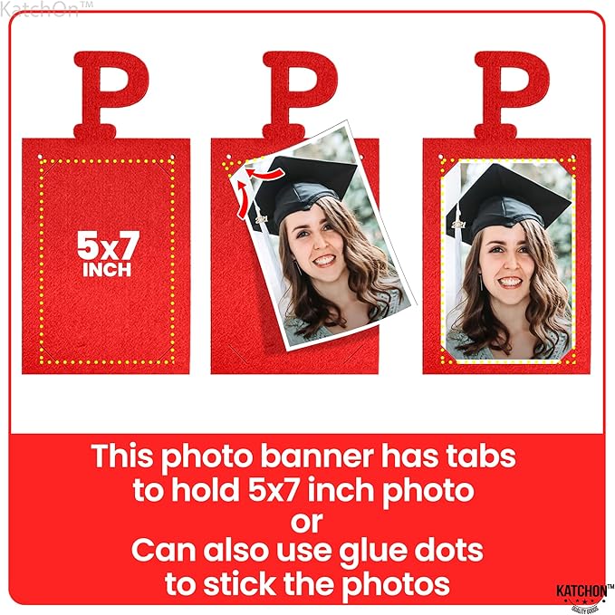 KatchOn, Red Proud of You Graduation Photo Banner 2024 - 10 Feet, Felt, Personalized, Holds 12 Pictures, Class of 2024 Decorations