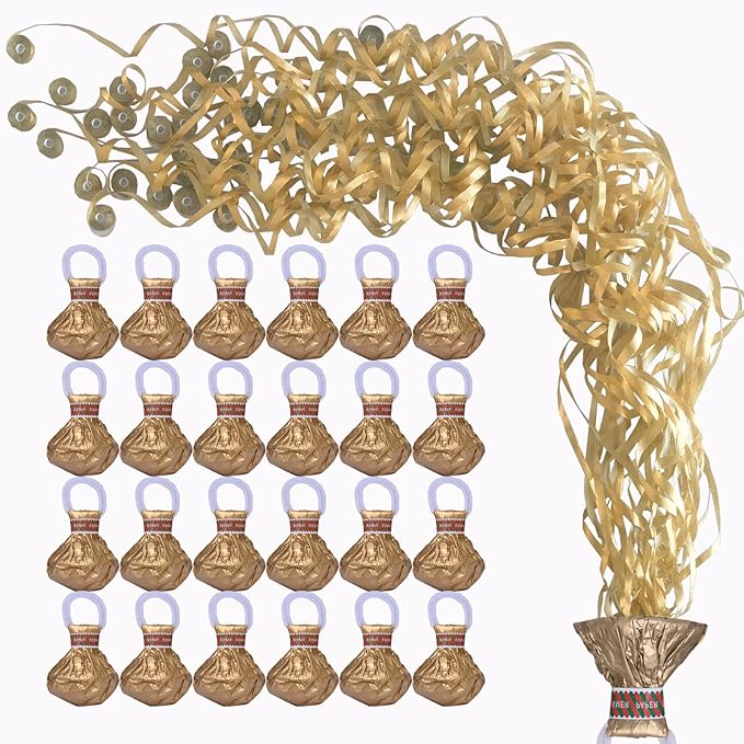Streamer Poppers 24Pack Golden, Confetti Streamers No Mess Party Poppers, Hand Thrown Streamers for Weddings Birthdays Events, Quiet Easy Cleanup (Golden, 24Pack)