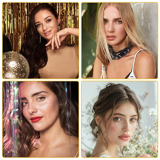 Glitter Freckles Face Tattoo, 10PCS Silver Glitter Freckles, 2 Styles Body Face Glitter for Women Girls, Cute Star Waterproof Glitter Makeup Patches, Country Concerts Singer Festival Rave Accessories
