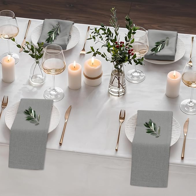 Ruvanti Linen Napkins Set of 12, 18x18 Cloth Napkins, Cotton Linen Blend Napkins Cloth Washable, Soft, Reusable Dinner Napkins for Wedding, Parties, Christmas, Thanksgiving, Everyday Use - Wild Dove