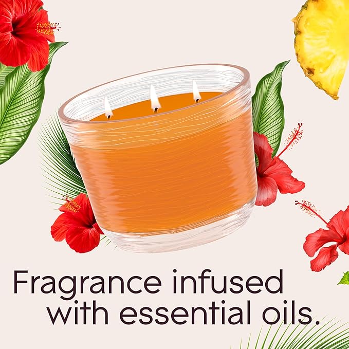 Glade Hawaiian Breeze 3-Wick Air Freshener Candle, Infused with Essential Oils, 6.8 Oz, 3 Count