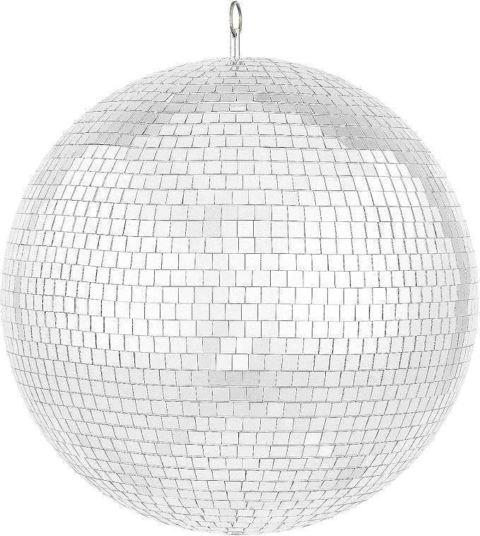 VEVOR Mirror Disco Ball, 16 Inch Party Mirror Ball with Hanging Ring, Large Lightning Disco Ball Party Decorations, Ideal for DJ Club, Stage, Wedding, Birthday, Christmas, New Years Celebration