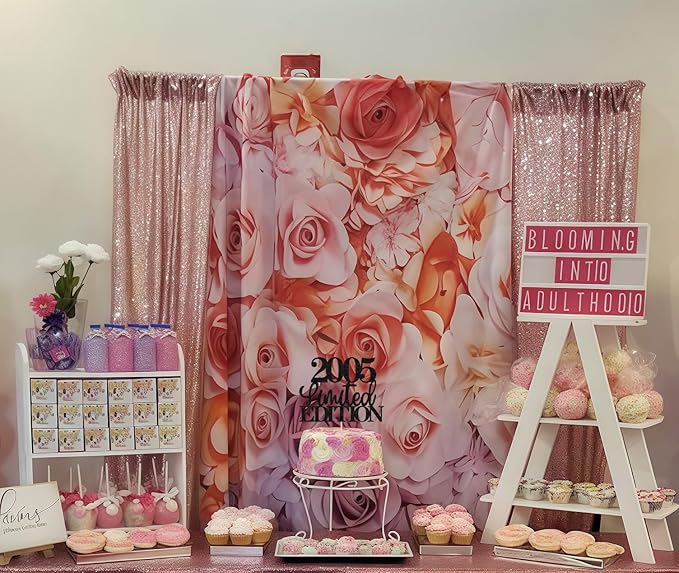 Limited EDITION 2005 Cake Topper - Black Glitter Happy 20th Birthday Party Cake Decoration Supplies, Cheer to 20 Years Cake Bunting Decor for 20th Birthday Party Photo Booth Props