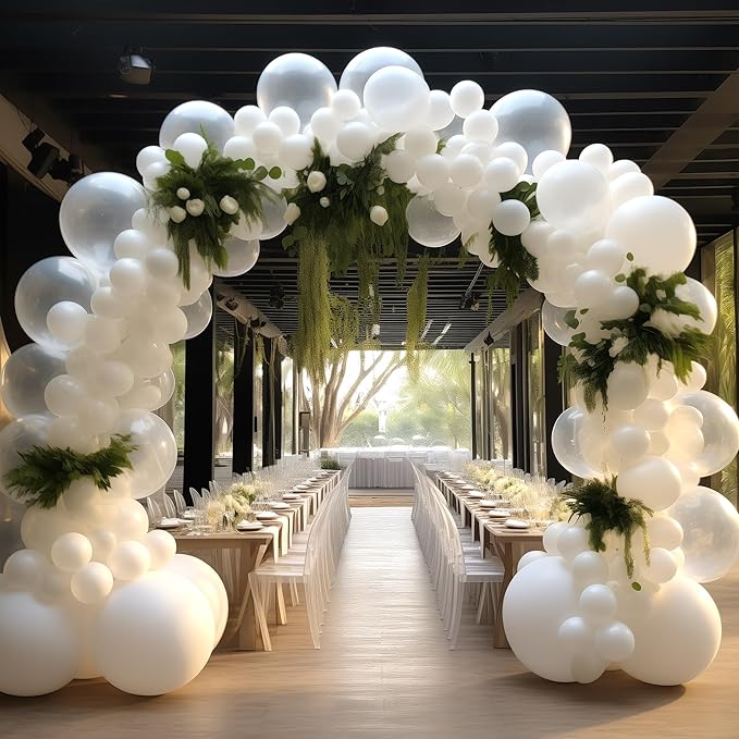 130PCS Clear Balloons, Latex Balloons Different Sizes 18/12/10/5 Inch, Helium Balloons with Ribbon, Party Balloon Set for Birthday Wedding Graduation Anniversary Baby Shower Decorations.