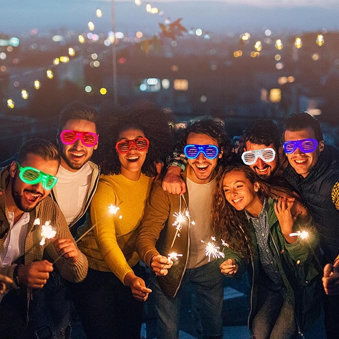 35 Packs LED Glasses 5 Neon Colors glow in the dark party supplies Favor for Kids Adult Glow sticks Light Up Glasses fit Holiday Birthday Valentine's Day and Halloween Party Supplies Cosplay Christmas