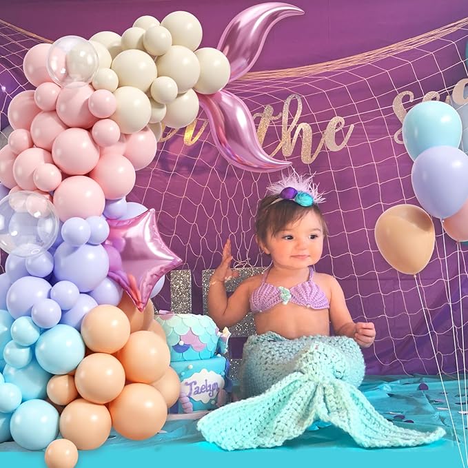 Paready Mermaid Themed Balloons Garland Arch Kit 150Pcs for Sea Princess Theme Birthday Baby Shower Wedding Bridal Shower Engagement Party Decorations