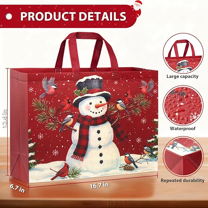 YANGTE 36 Pack Extra Large Christmas Gift Bags with Handles, Reusable Non-Woven Christmas Bags for Presents Wrapping Holiday Xmas Party Favors Supplies(16.7" x 12.6" x 6.7")