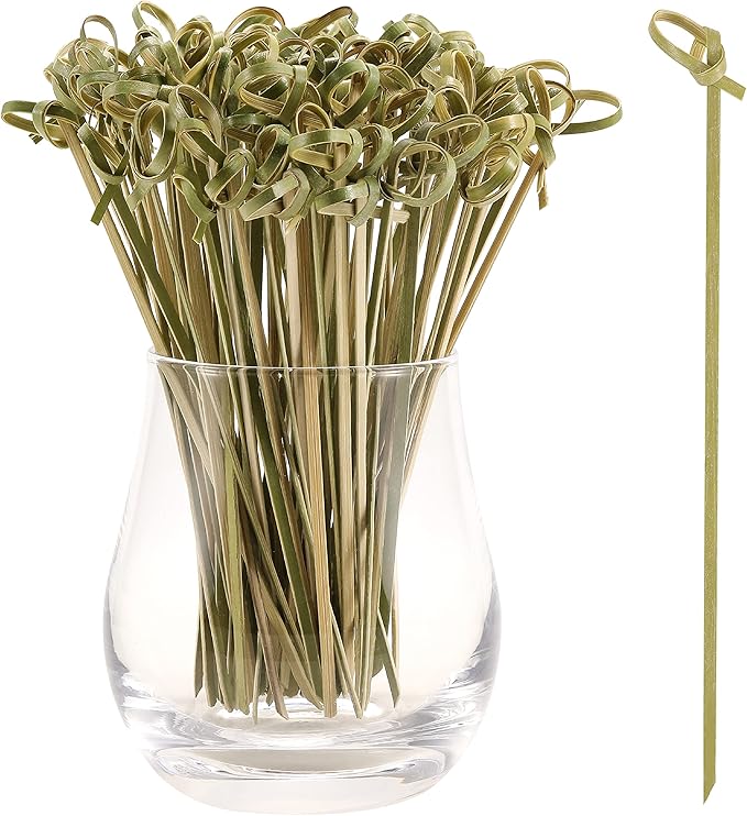 100 PCS Cocktail Picks, 4.7 Inch Toothpicks for Appetizers, Natural Bamboo Knot Skewers, Mini Food Sticks, Fancy Tooth Picks for Drinks,Fruit,Charcuterie,Cocktail Garnish Accessories, Party Supplies