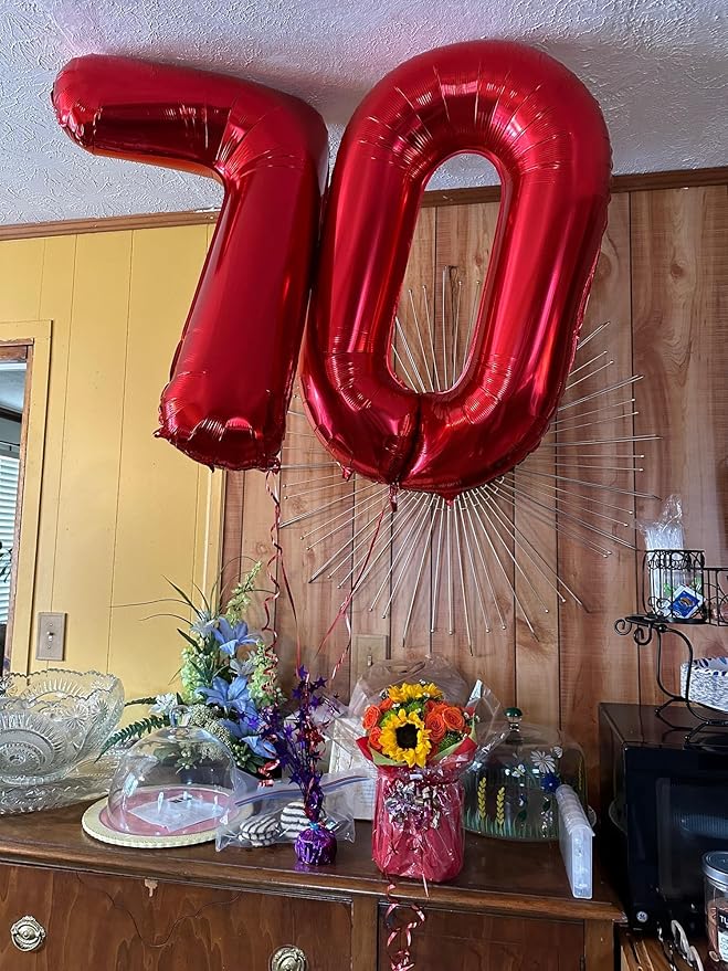 Smlpuame 40 inch Number Balloon 0-9 Red Large Number 7 Balloons,Digital Balloons for Birthday Party Celebration Decorations Supplies, Helium Foil Number Balloons for Wedding Anniversary