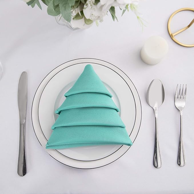 25pcs Polyester Cloth Napkins - 20 x 20 inch Turquoise Washable Dinner Napkins with Hemmed Edges for Restaurant/Wedding/Hotel(25,Turquoise)