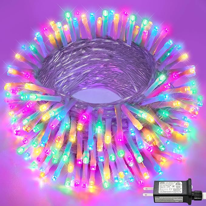 66FT 200 LED Christmas Lights Outdoor, Plug in Christmas String Lights Indoor, Waterproof & 8 Modes & Timer Function, Connectable Fairy Twinkle Light for Bedroom Wedding Decor, Pastel Multicolor
