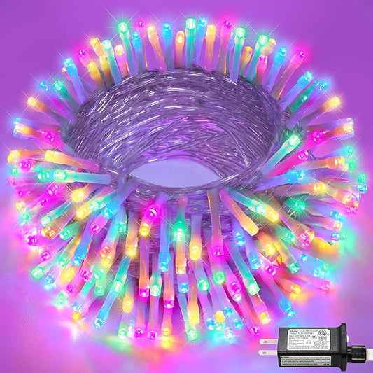 100FT 300 LED Christmas Lights Outdoor, Plug in Christmas String Lights Indoor, Waterproof & 8 Modes, Connectable Fairy Twinkle Light for Bedroom Patio Garden Decorations, Pastel Multicolor
