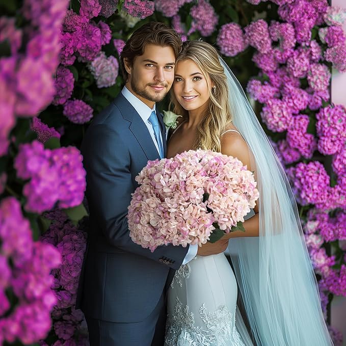 10PCS Faux Hydrangea Flower Hydrangea Artificial Flowers Hydrangea Bouquet Faux Flower Table Centerpieces for Home Wedding Bridal Bouquet Office Party DIY Floral Decor