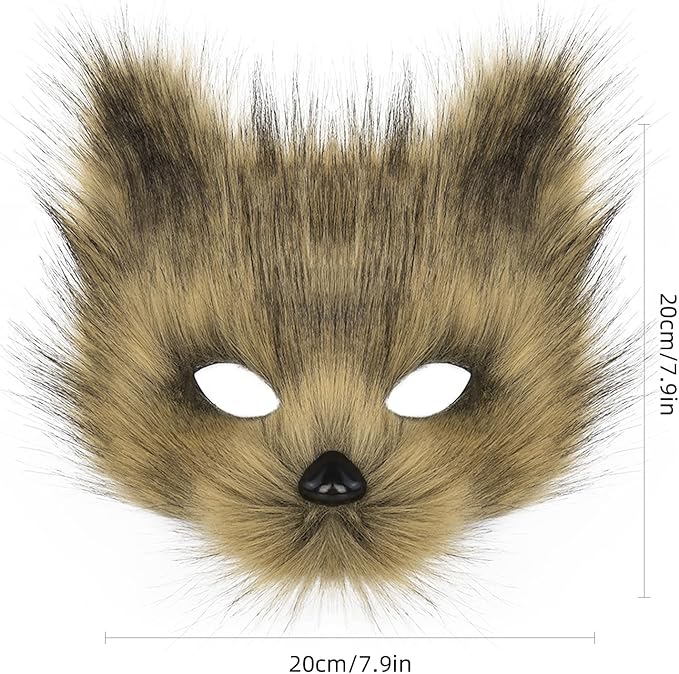 Animal Fox Wolf Mask Halloween Party Cosplay Costumes Props Plush Cat Half Face Masks Carnival Christmas Masquerade