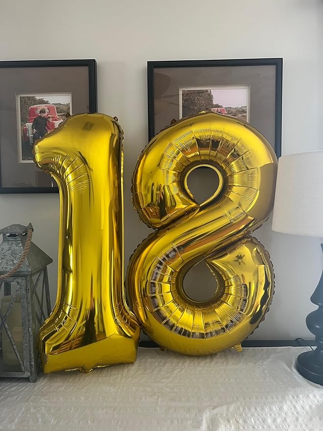 Smlpuame 40 inch Number Balloon 0-9 Gold Large Number 19 Balloons,Digital Balloons for Birthday Party Celebration Decorations Supplies, Helium Foil Number Balloons for Wedding Anniversary