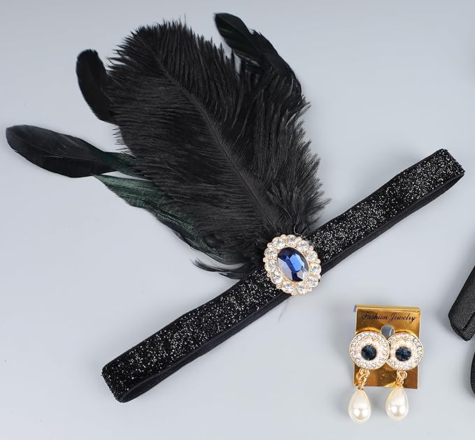 1920s Flapper Accessories Sets Roaring 20s Gatsby Costume Accessories Set for Women