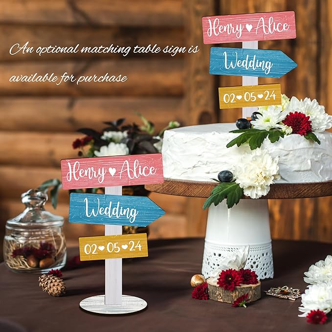 Personalized Rustic Wedding Cake Topper in Wood Custom Bride & Groom Names Initials Wedding Date Cake Decoration (Candy)
