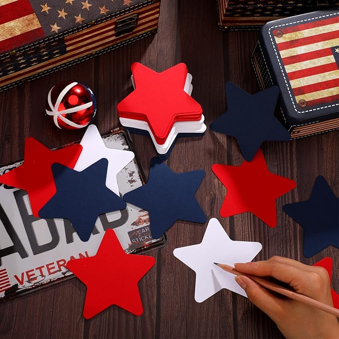 360 Pcs Patriotic Star Cutouts Paper Stars 4th of July Star Cut Outs Independence Day Star Shapes Die-Cuts for Memorial Day Bulletin Board Home Office School Party Decor DIY Craft, Red White Blue