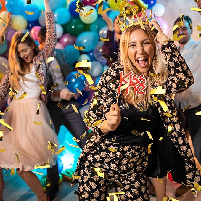 Gold Confetti Poppers [5 Pack] 12 Inch Confetti Cannons | Gold Foil Filled Party Poppers for Weddings, Birthdays, Graduation, New Year & Special Events
