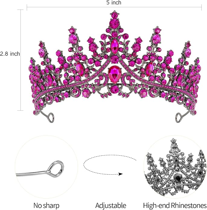 VELSCRUN Birthday Tiara Crowns for Women Girls Crystal Birthday Girl Headband Sash Elegant Princess Crown Happy Birth Party Decorations Women Sisters Birth Gift Hair Accessories