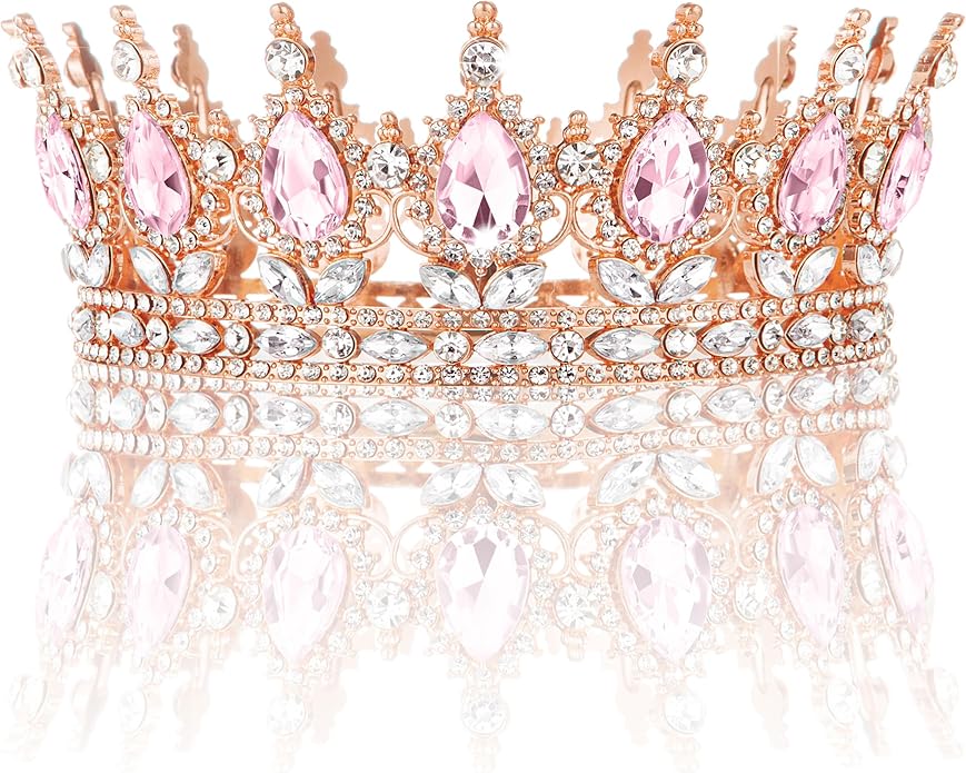 Gold Crown for Women, Crystal Queen Tiaras Headband Wedding Bridal Hair Accessories, Birthday Party Prom Cake Topper