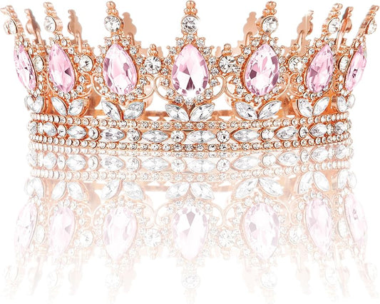 Gold Crown for Women, Crystal Queen Tiaras Headband Wedding Bridal Hair Accessories, Birthday Party Prom Cake Topper