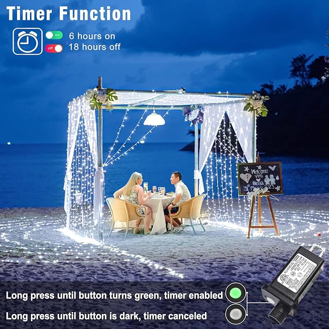 Christmas Lights Indoor, 132FT 400 LED Outdoor String Lights with 8 Modes Waterproof, Plug in Fairy Twinkle Lights Clear Wire for Home Wedding Patio House Garden Decorations