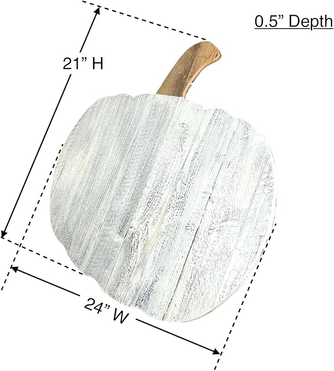 BARNWOODUSA Rustic Farmhouse Wood Pumpkin Fall Harvest Wall Décor for Autumn, Thanksgiving, Halloween, DIY DécorWhite Wash 24 inch Pumpkin Reclaimed and Recycled Wood