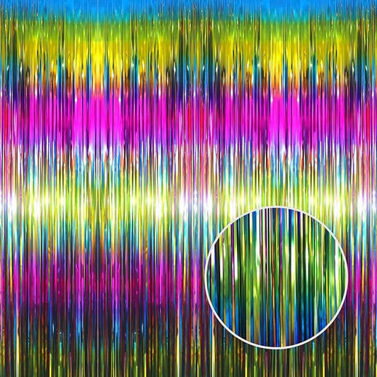 GOER 3.2 ft x 8.2 ft Metallic Tinsel Foil Fringe Curtains Party Photo Backdrop Party Streamers for Birthday,Graduation,New Year Eve Decorations Wedding Decor(5 Packs,Macaroon Rainbow)