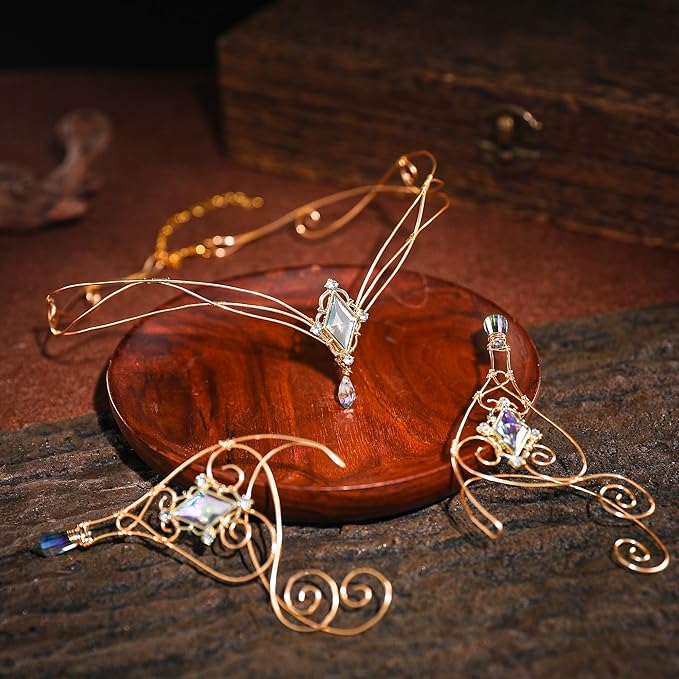 Renaissance Fairy Tale Costume Set - Elf Ear Cuff Earrings Decorative Medieval Fairy Winding Tiara Crown for Cosplay